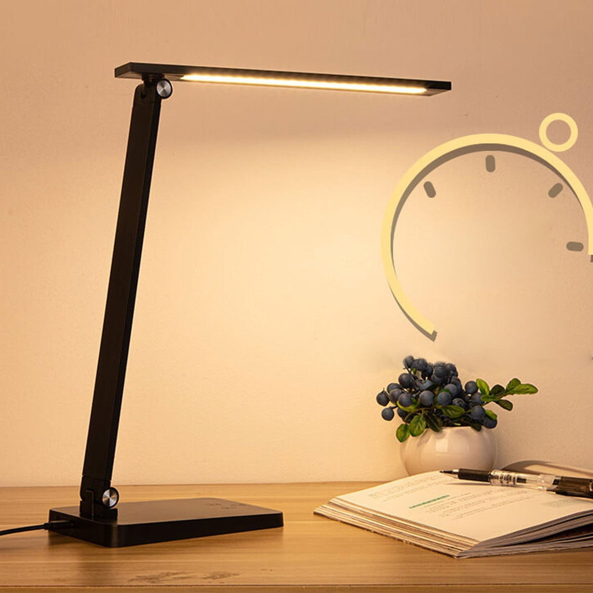 Foldable LED Desk Lamp Aluminium | Touch Dimmer, USB Powered | Adjustable Folding Arm, 700 Lumens, Black or White 18