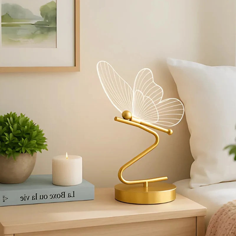 Wing Table Lamp Iron & Acrylic 25 x 23 x 12 cm | Sculpted Wing Design | Rechargeable, 3-Tone, Cordless, 10-Hour Battery 5