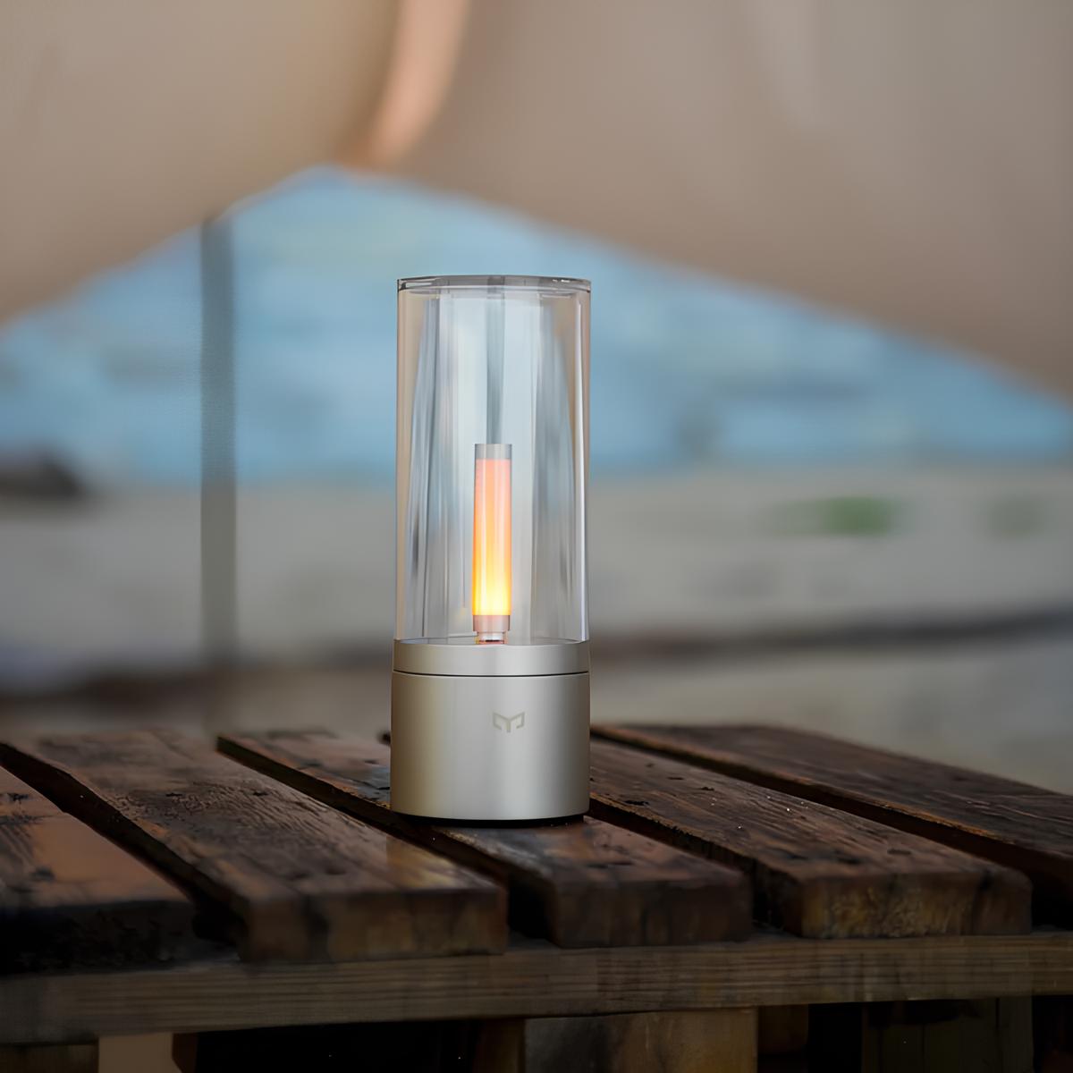 Cylindrical Glass Table Lamp | Twist-Dimmable Warm White Light | Aluminium and Glass Base for Bedside or Desk Use 3