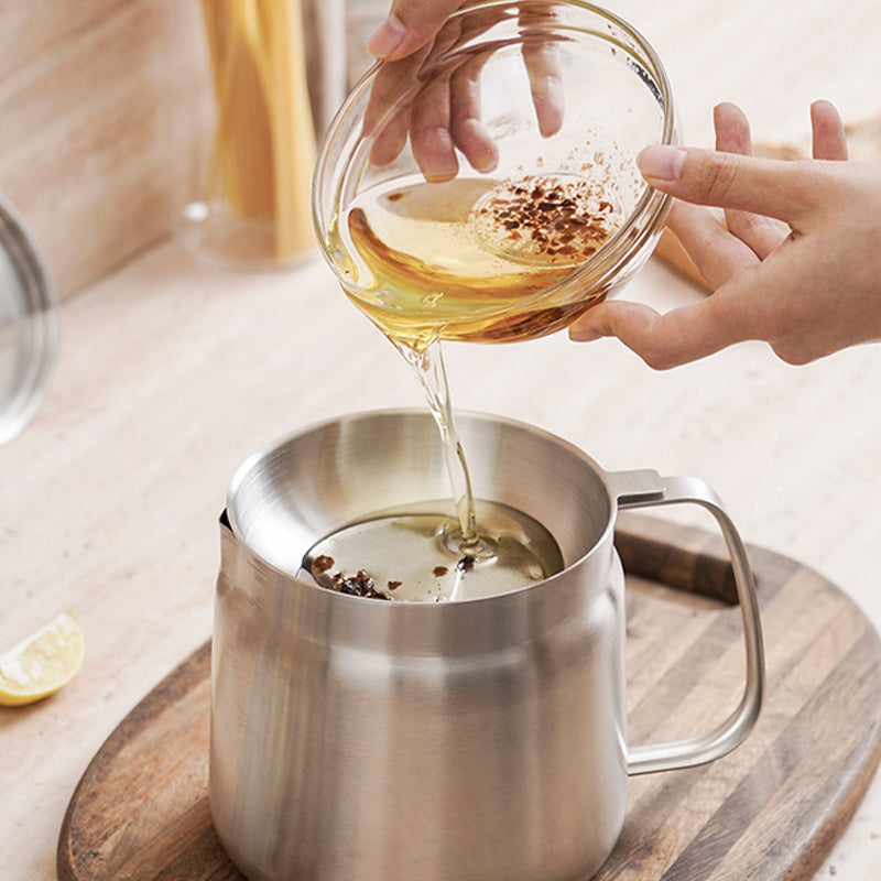 Oil Strainer Pot 304 Stainless Steel | Built-In Filter Net | Strain, Fry and Reuse Cooking Oil for Healthier Meals 5