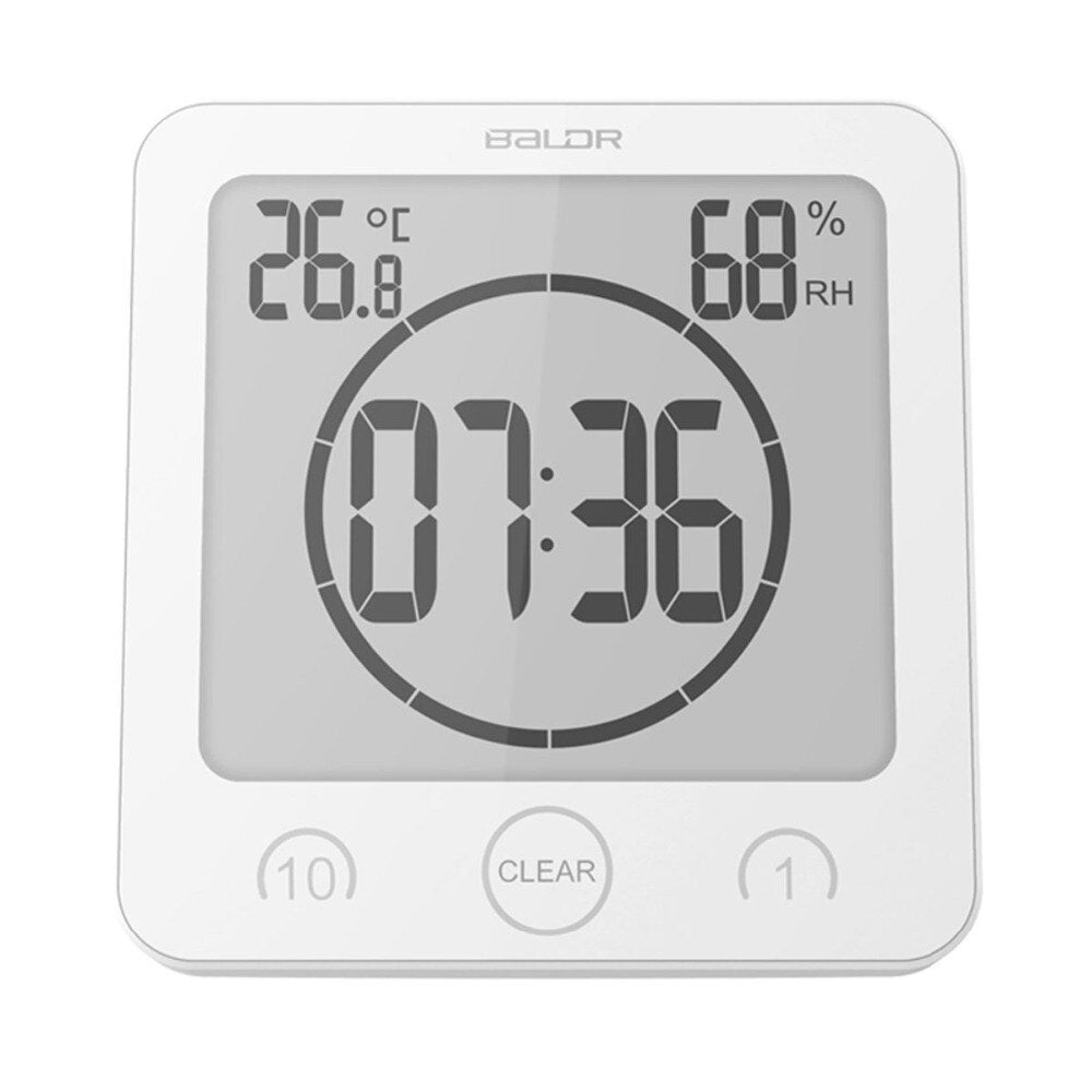 Digital Shower Clock AquaClock | Waterproof Suction Cup Mount, 10 cm Diameter | Large Display for Steamy Bathroom Timing 1