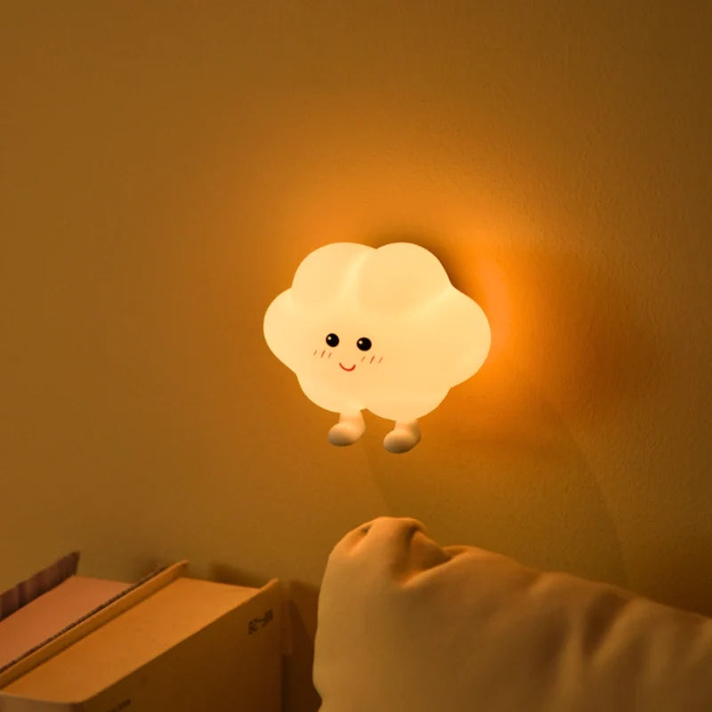 Silicone Night Light 9 cm | Star, Moon or Cloud Shape | Squeeze-Control, Rechargeable, Warm White Glow, Nursery Gift 4