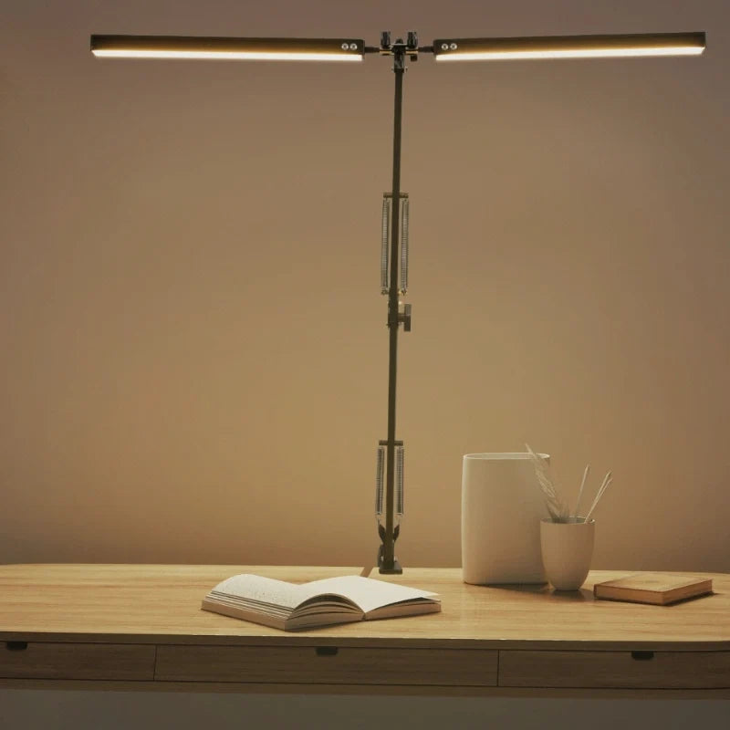 LED Desk Lamp Dual Head | 360° Rotatable Arms, Clamp Base | Remote & Touch Control, 3 Colour Temperatures, Dimmable 3
