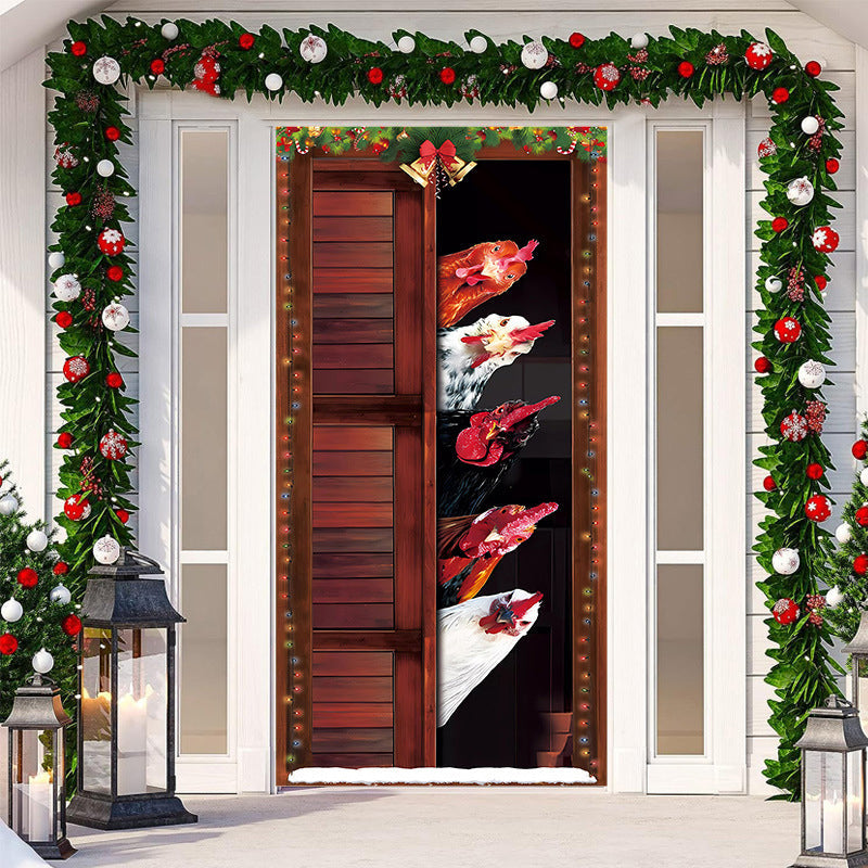 Christmas Door Cover Decoration | Fits Standard Front Doors, 28-Second Install | Washable Reusable Polyester Fabric 8