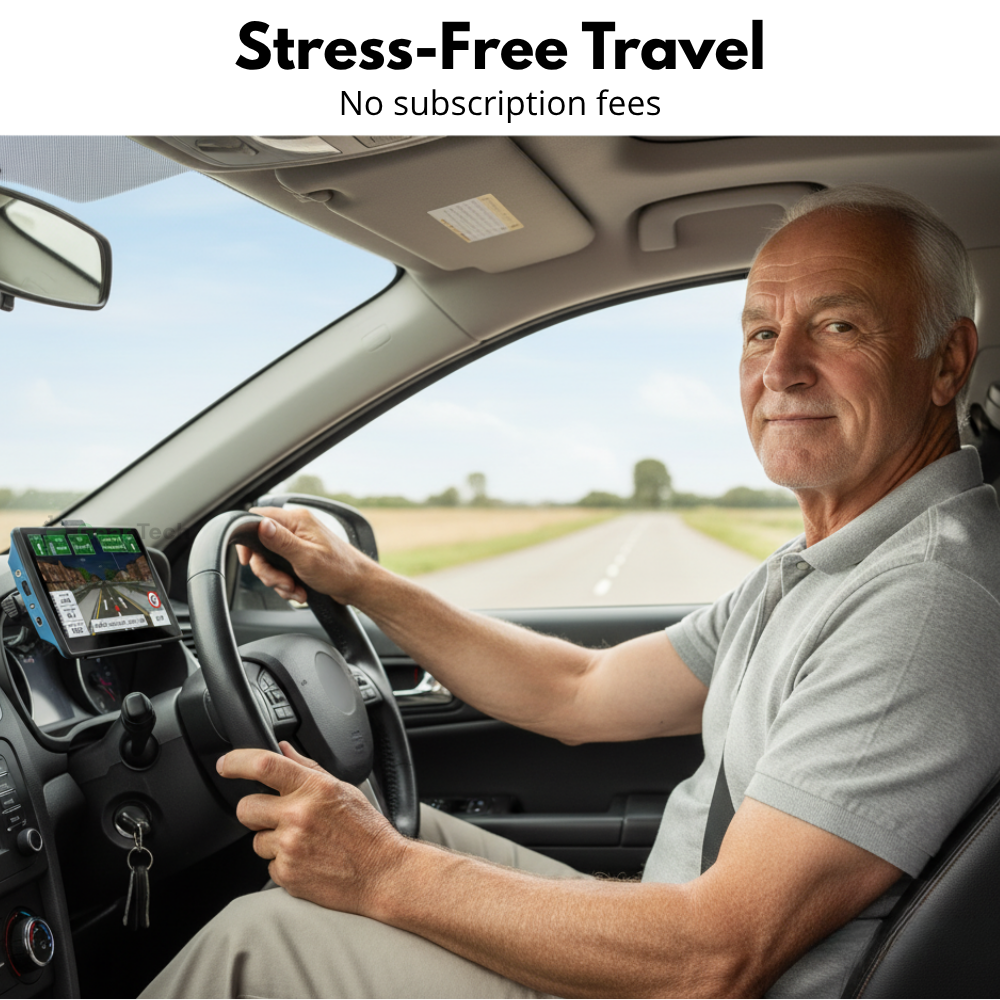 7" GPS Navigation System | Pre-Loaded UK & EU Maps, Speed Camera & Lane Alerts | Free Lifetime Map Updates for Cars & Trucks 7