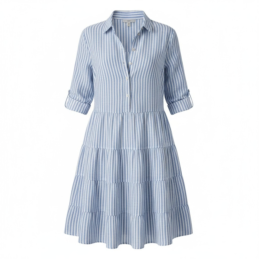 Anna | Women's Striped Summer Dress - Flattering A-Line Fit in Lightweight Polyester