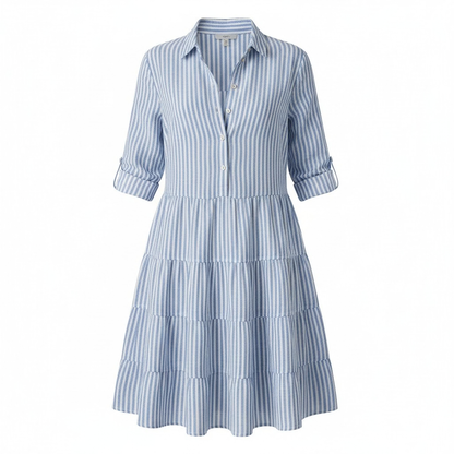 Anna | Women's Striped Summer Dress - Flattering A-Line Fit in Lightweight Polyester