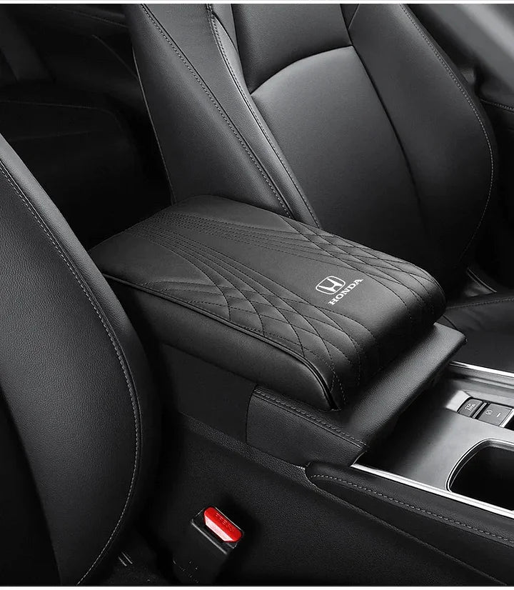 Car Armrest Cushion Leather Memory Foam | Diamond-Pattern, Elastic Mesh Fit | Elbow Support & Scratch Protection 1