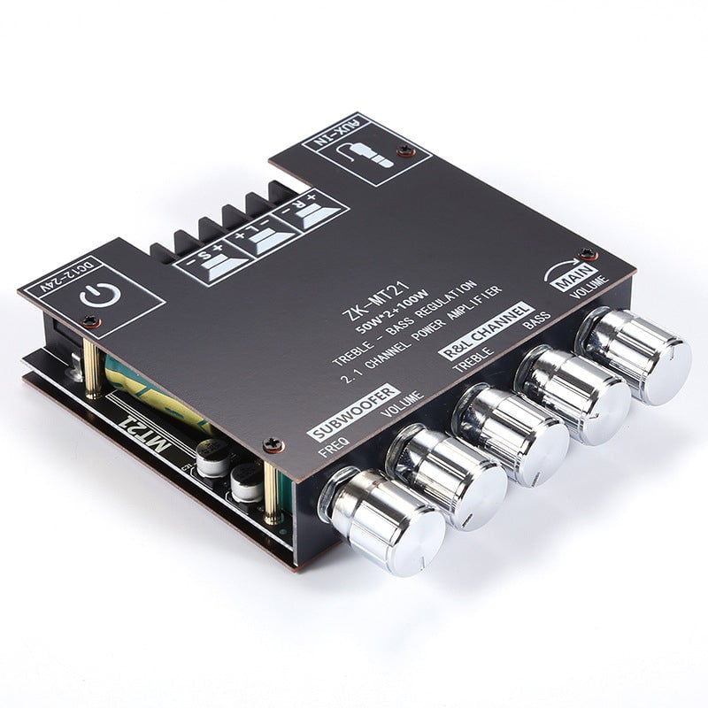 2.1 Channel Power Amplifier Module | Bluetooth & AUX Input with Bass Treble Control | 50 W x2 + 100 W Subwoofer Output 10