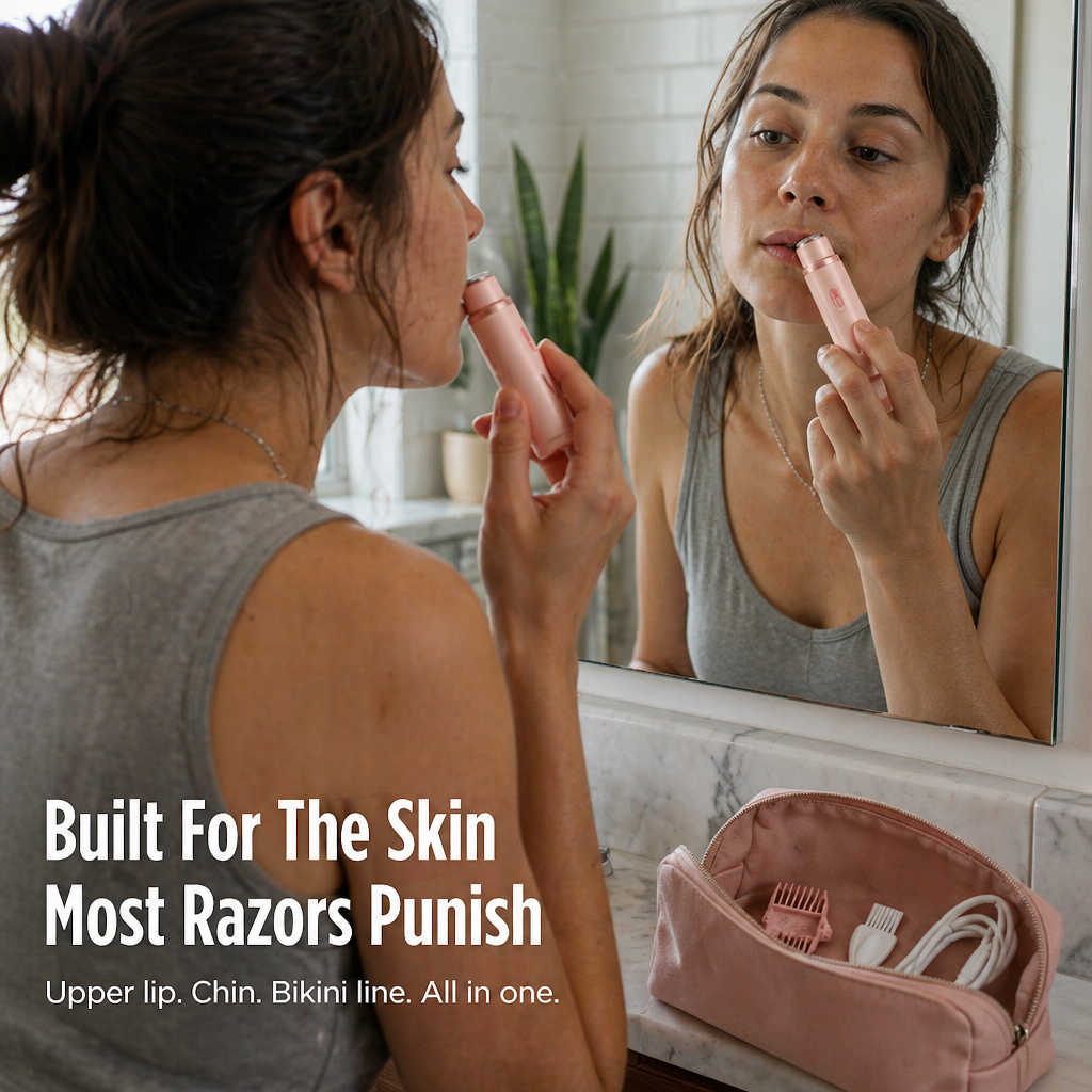 Women's Shaver for Face and Body | 2 Interchangeable Heads, IPX7 Waterproof | USB-C Cordless, Irritation-Free Finish 6