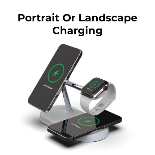 4-in-1 Wireless Charging Station | 15W Fast Charging for Phone, Watch & Earbuds | Magnetic Alignment with Touch LED Base 5
