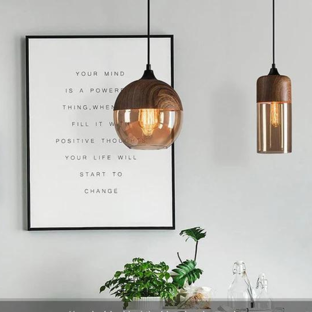 Glass and Wood Pendant Light | Scandinavian Design with Adjustable Cable | Warm Ambient Glow for Living, Dining and Bedroom 8