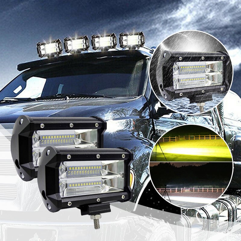 LED Work Light Pods Aluminium Alloy | 72 W 10800LM Flood Beam 6 Light Modes | IP67 Waterproof Strobe Lamp for Trucks 1