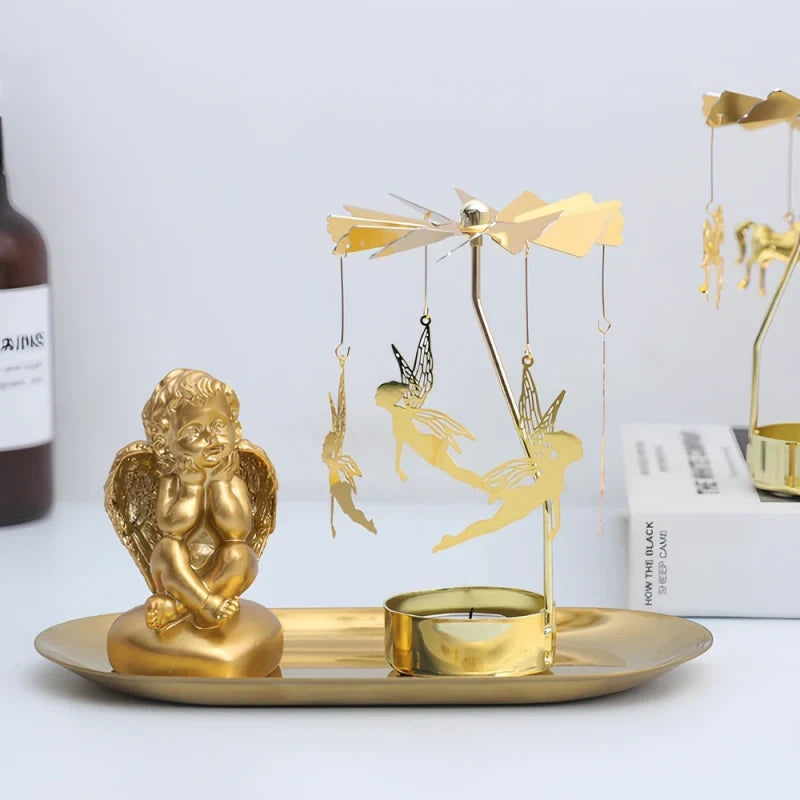 Candle Carousel Alloy Spinner 16.5 x 8 x 5 cm | Fawn, Fairy, Angel, Unicorn Styles | Heat-Powered Rotating Display 14
