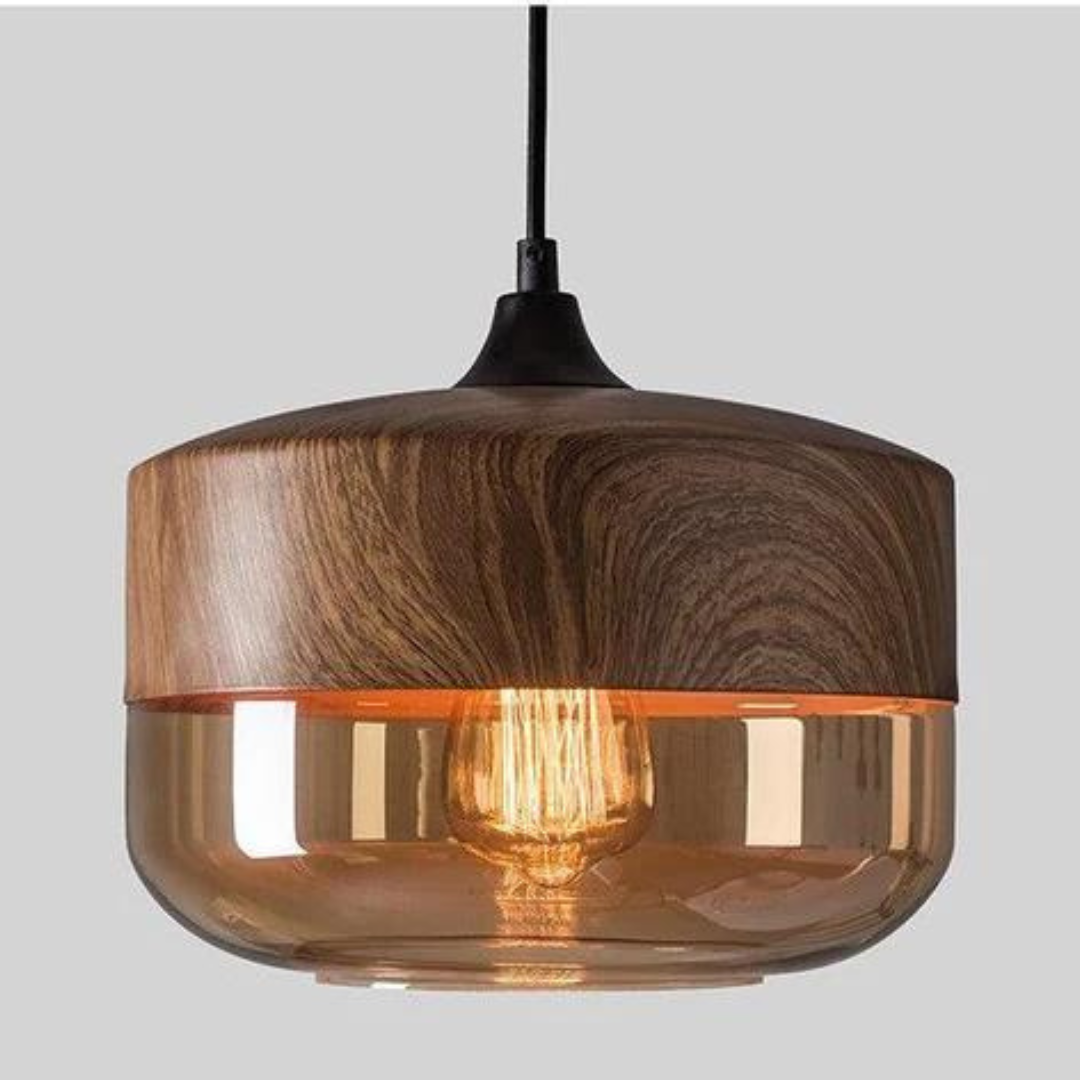Glass and Wood Pendant Light | Scandinavian Design with Adjustable Cable | Warm Ambient Glow for Living, Dining and Bedroom 14