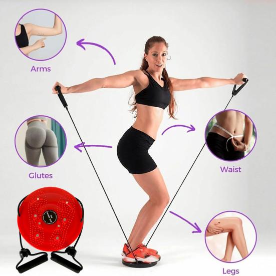 Waist Twisting Disc for Core & Balance Training | Magnetic Massage Nodes & Resistance Ropes | ABS Plastic, Max Load 100 kg 4