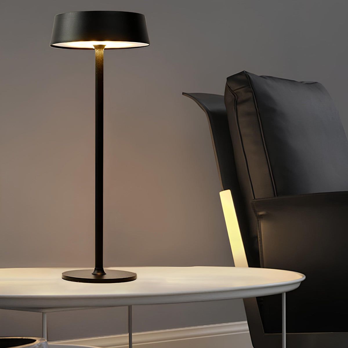 Cordless Rechargeable Table Lamp, Iron Build, 25 x 13 cm | Black, White or Brown | Dimmable with 3 Lighting Modes 2