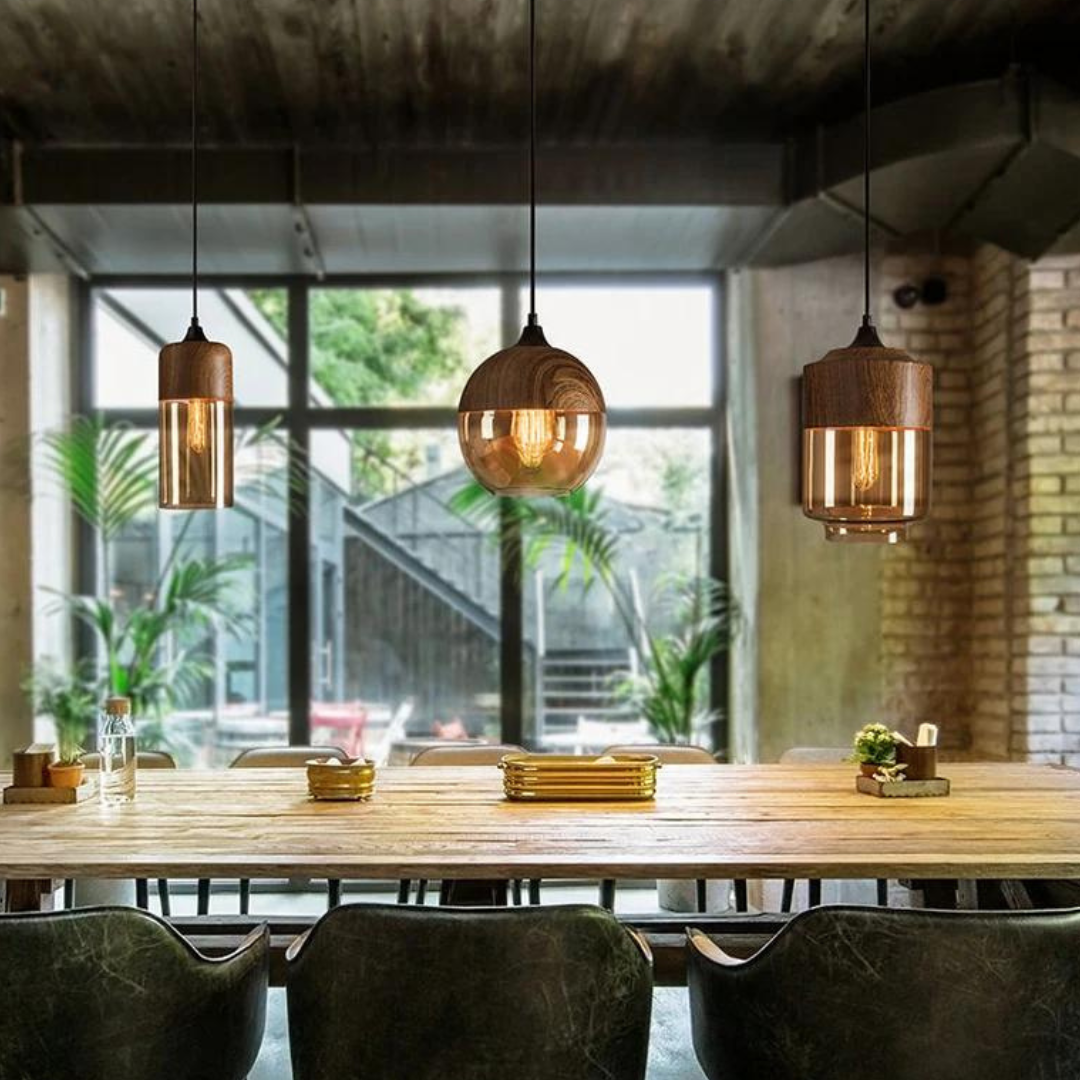 Glass and Wood Pendant Light | Scandinavian Design with Adjustable Cable | Warm Ambient Glow for Living, Dining and Bedroom 12