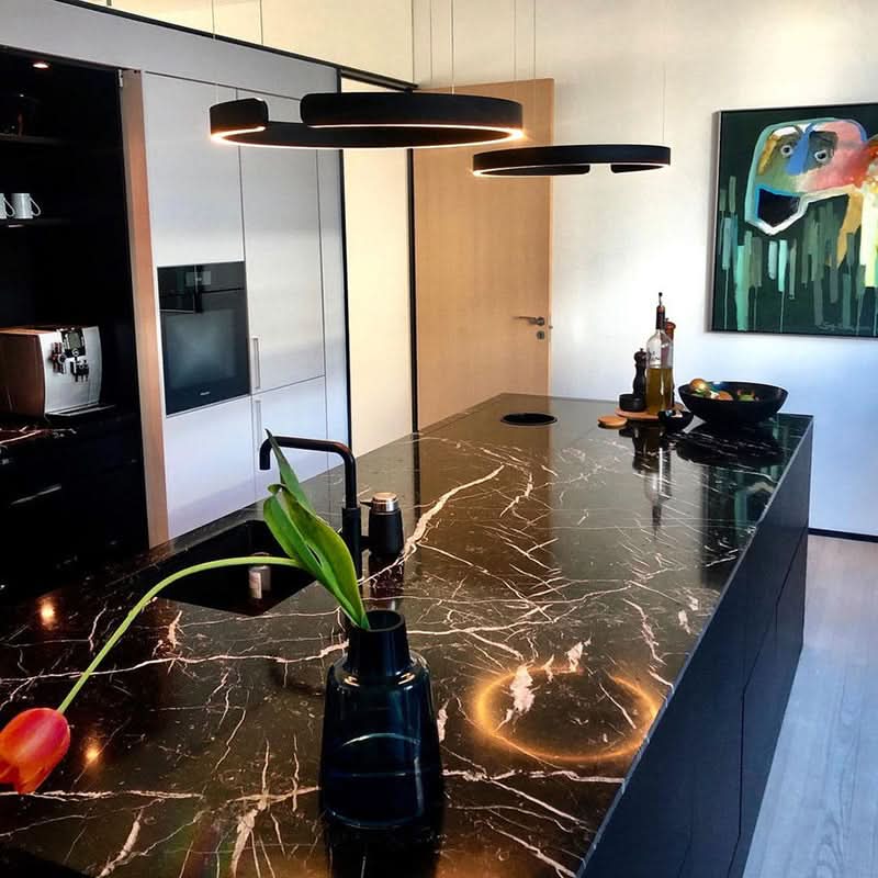 Round LED Ceiling Light Metal Acrylic | 3 Light Tones Dimmable Adjustable Height | Minimalist Living Room Lighting 7