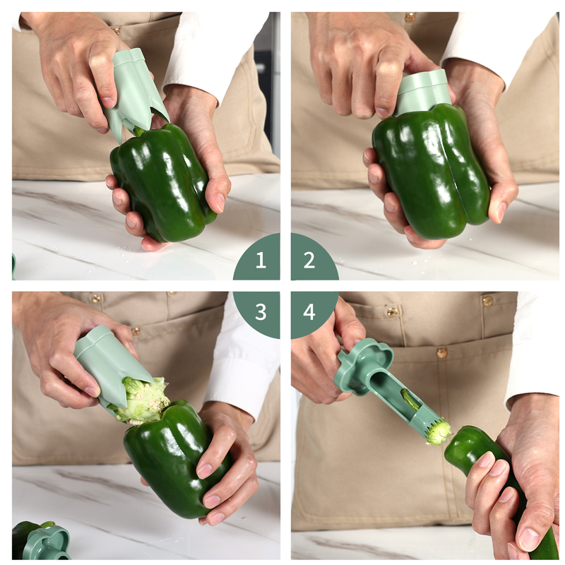 2-in-1 Pepper Corer ABS Plastic | Finger-Friendly Core Remover | Removes Seeds From Peppers, Tomatoes & Cucumbers 4