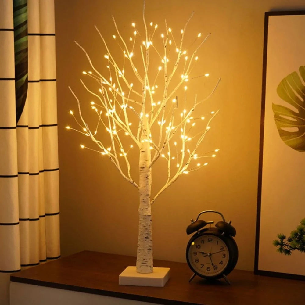 Birch Branch Light 55 cm | PVC & Copper Wire, Warm White 144 LED | Cordless, Bendable, Battery-Powered, Table Decor 6