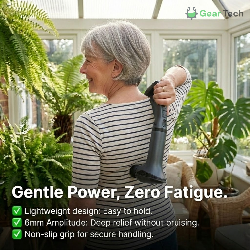 Handheld Massage Gun with Detachable Extension Handle | 8kg Thrust, 12 Speed Percussion | Vibration Belt & 4 Heads Included 7