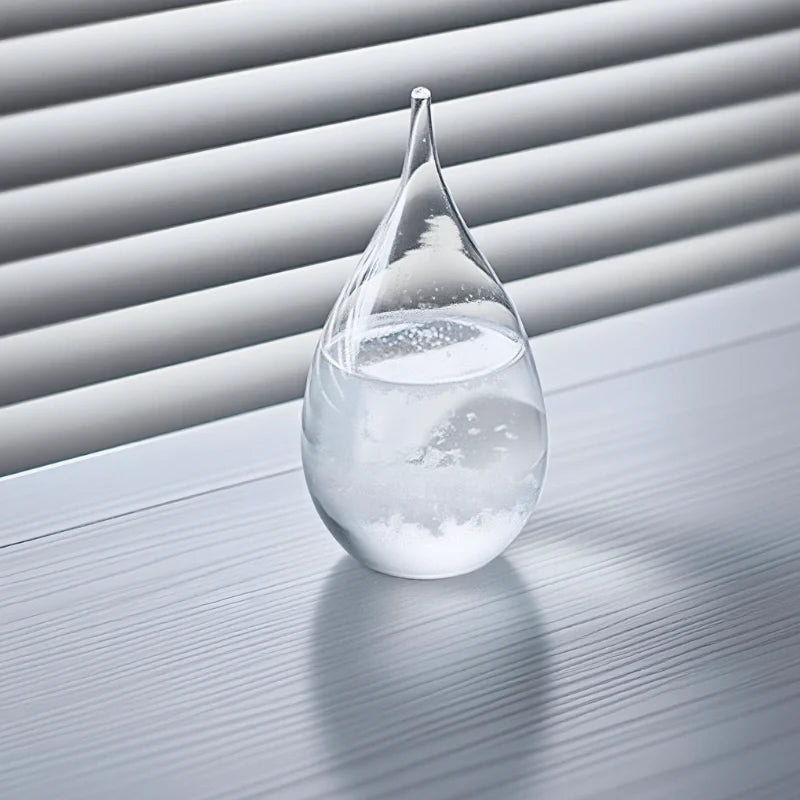 Crystal Weather Lamp Glass & Wood | Water Drop or Cube Shape, USB or Battery Powered | 7-Colour LED, Crystals React to Temperature 11