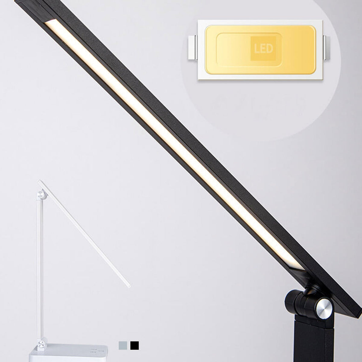 Foldable LED Desk Lamp Aluminium | Touch Dimmer, USB Powered | Adjustable Folding Arm, 700 Lumens, Black or White 9