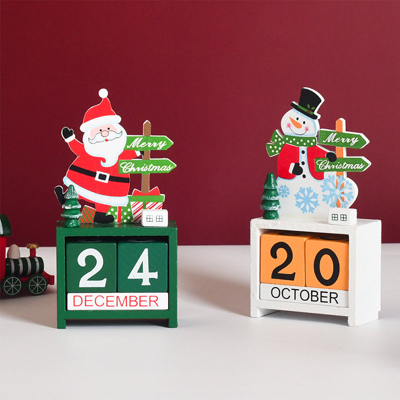 Wooden Christmas Countdown Calendar | Numbered Dates with Carved Figure Design | Eco-Friendly Reusable Wood Decoration 6