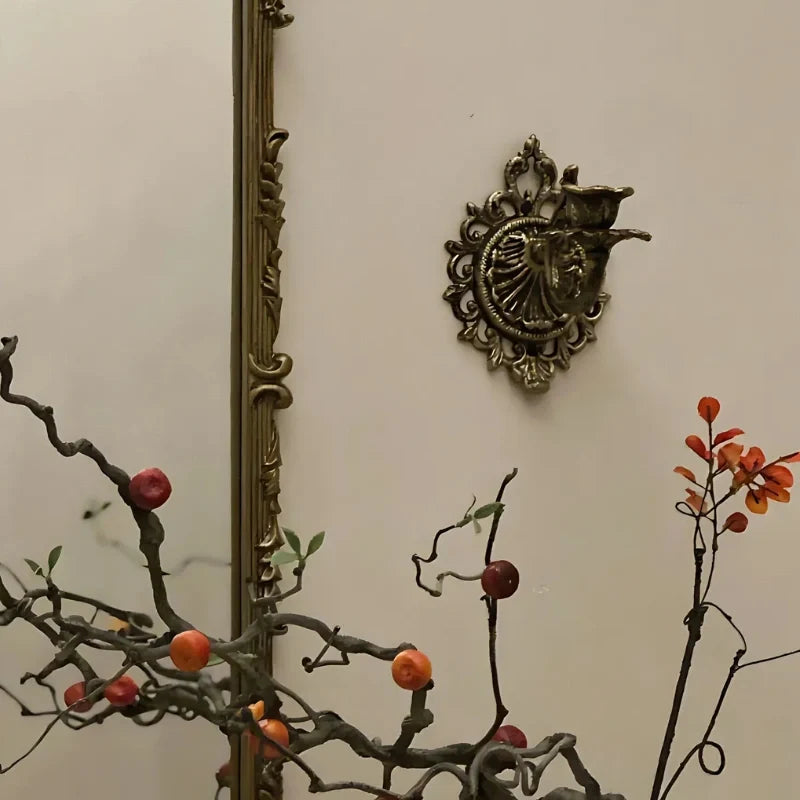 Wrought Iron Candle Sconce 18.5 x 18.5 x 13 cm | Ornate Scrollwork Wall Design | Holds Taper Candles & Doubles as Hook 15