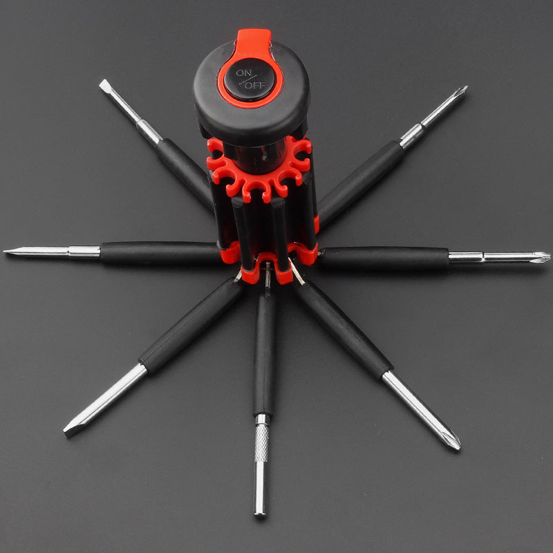 8-in-1 Screwdriver Multi Tool with Steel Bits | Built-In LED Worklight and Flashlight | Compact Folding Design 5