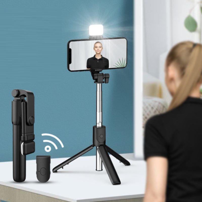 Selfie Stick Tripod Bluetooth Extendable Stainless Steel with Fill Light 21