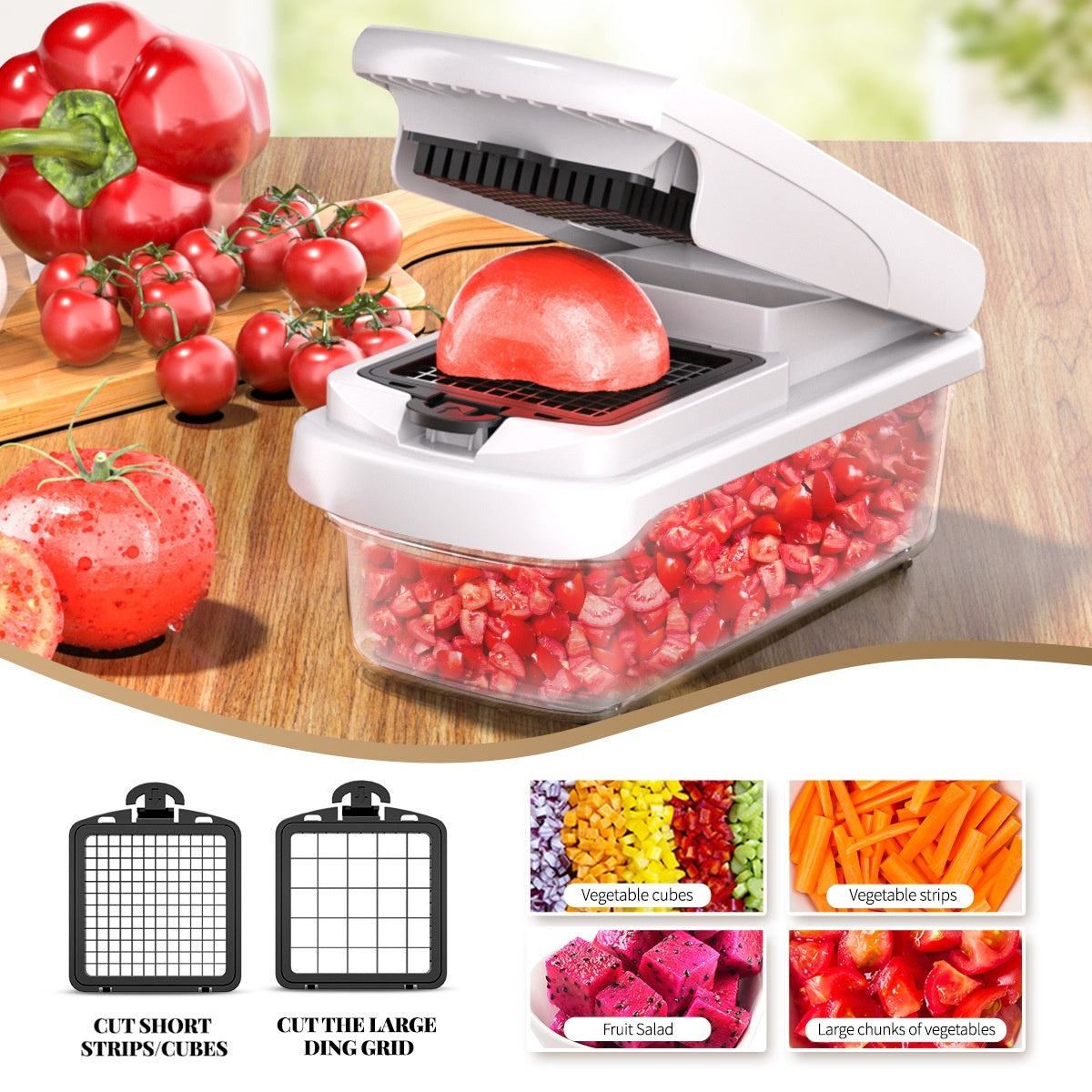 Multifunction Vegetable Chopper | 15-Piece Prep Set with Stainless Steel Blades | Slice, Dice, Grate & Julienne 7