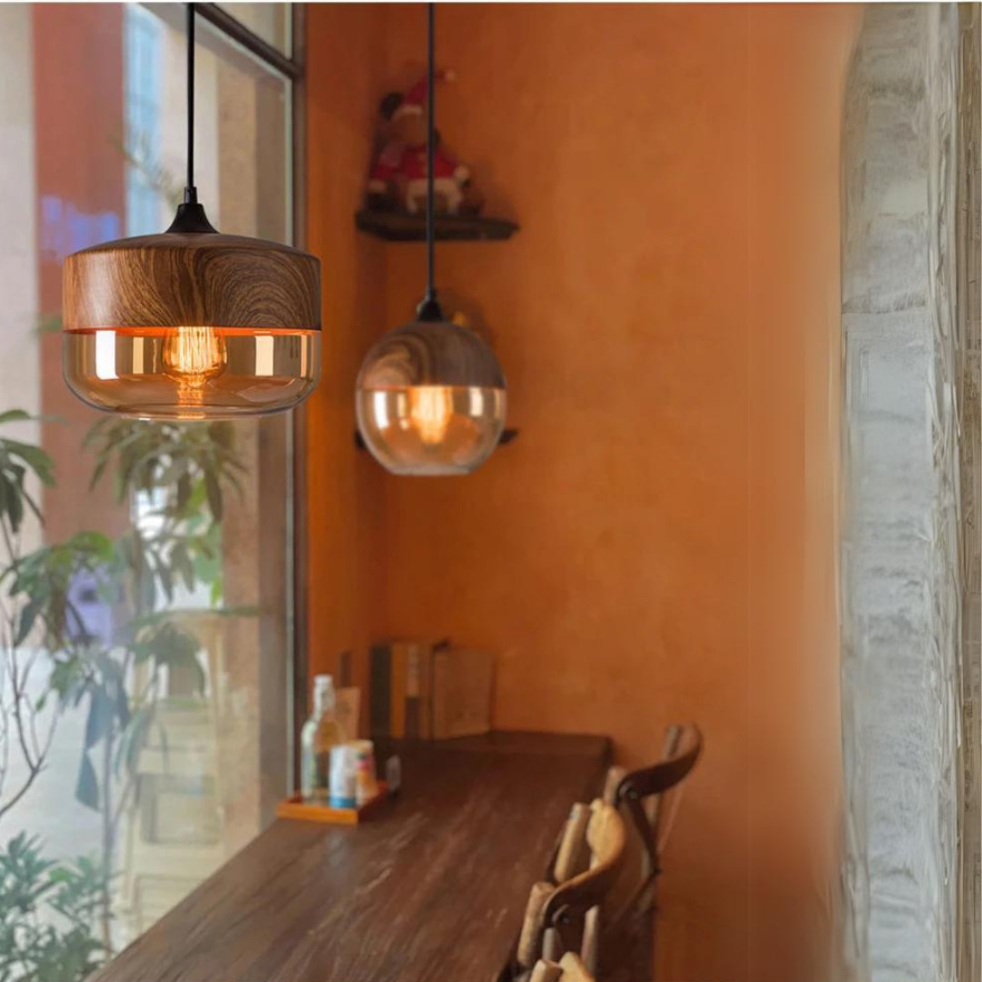 Glass and Wood Pendant Light | Scandinavian Design with Adjustable Cable | Warm Ambient Glow for Living, Dining and Bedroom 11