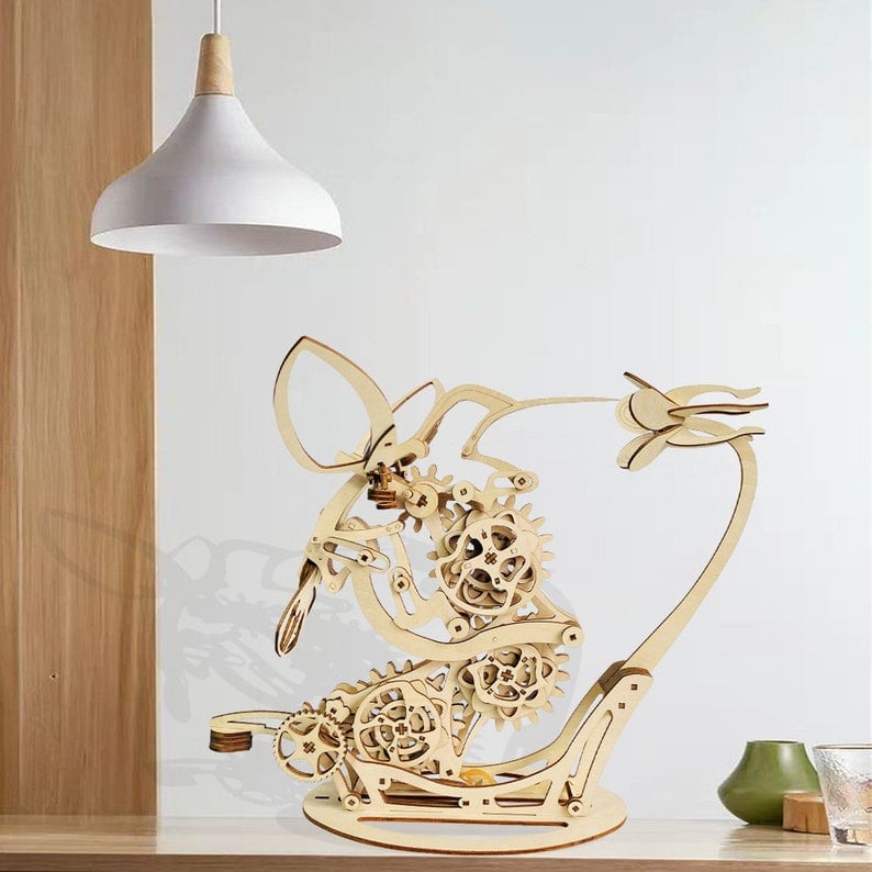 Wooden Mechanical Hummingbird Sculpture | Cam-Driven Kinetic Wings & Tail Motion | Handcrafted Wood Art Display Piece 10
