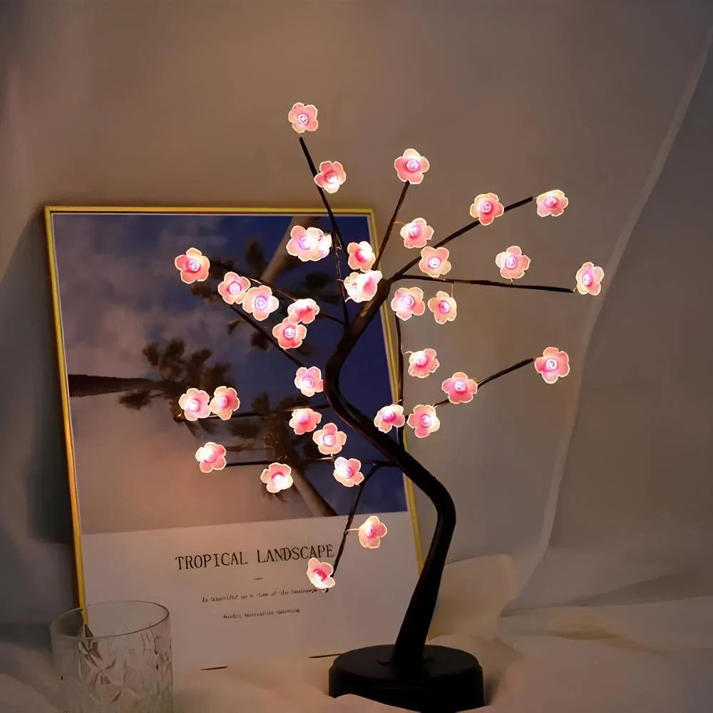 LED Blossom Branch Light 50 cm Tall | Bendable Wire Branches, 72 Warm White LEDs | USB or 3 x AA Battery Powered, Touch Switch 7