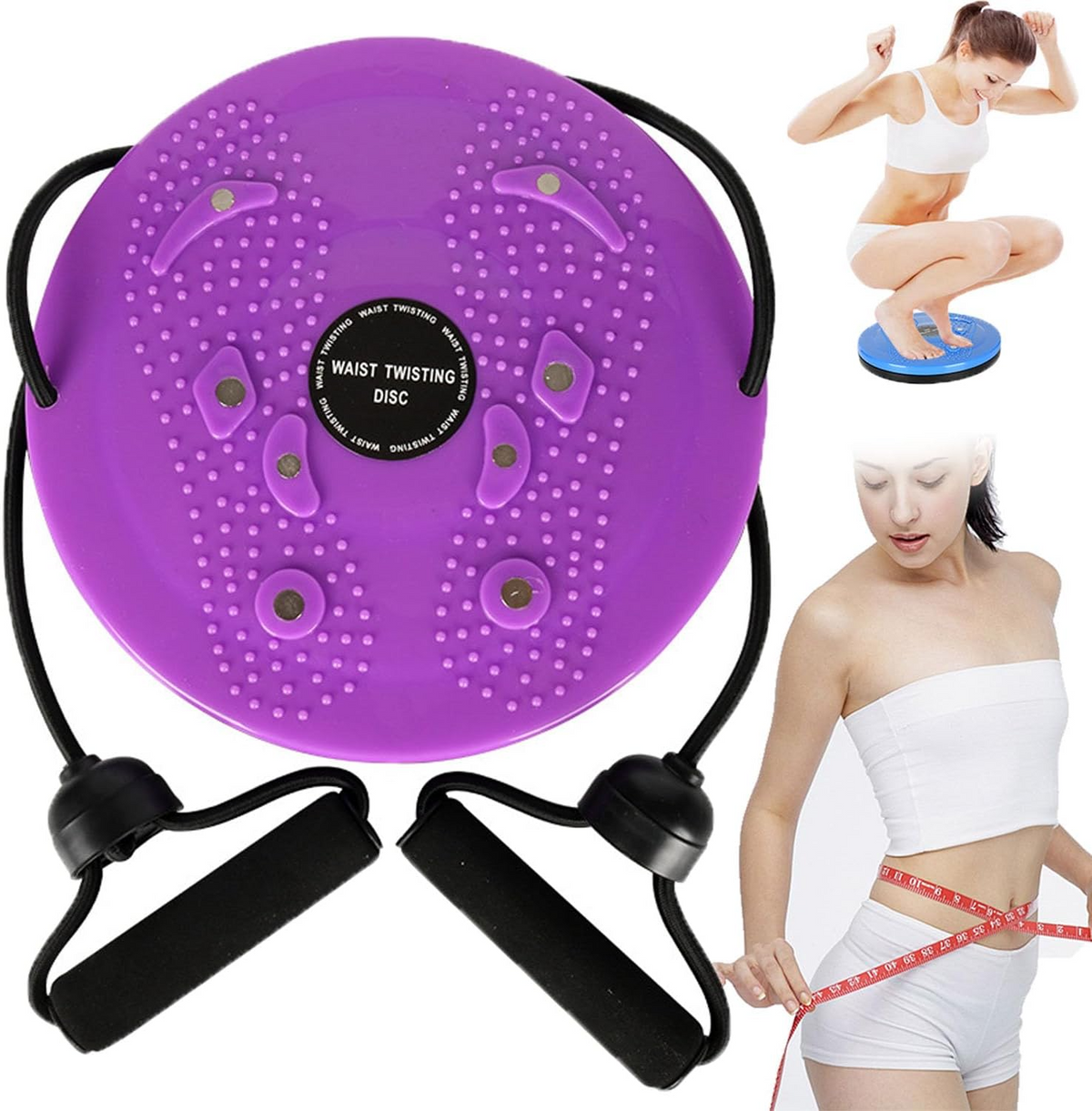 Waist Twisting Disc for Core & Balance Training | Magnetic Massage Nodes & Resistance Ropes | ABS Plastic, Max Load 100 kg 16