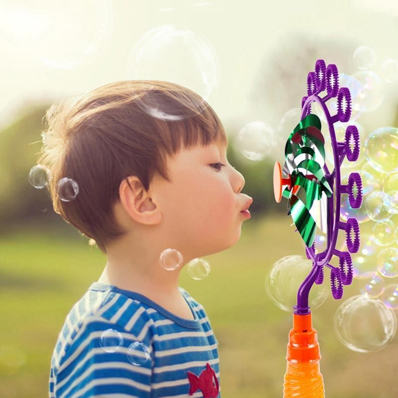 Bubble Blower Windmill ABS Plastic | Wind-Powered, No Batteries Needed | Outdoor Garden Bubble Toy with Concentrate 8