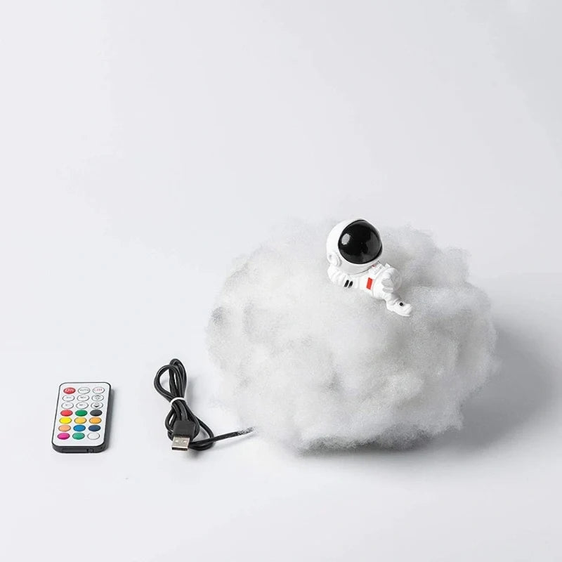 Cloud Lamp with Astronaut Figure, ABS and Cotton, 20 cm | 12 Colour LED, Remote Control | Cosy Ambient Night Light 7