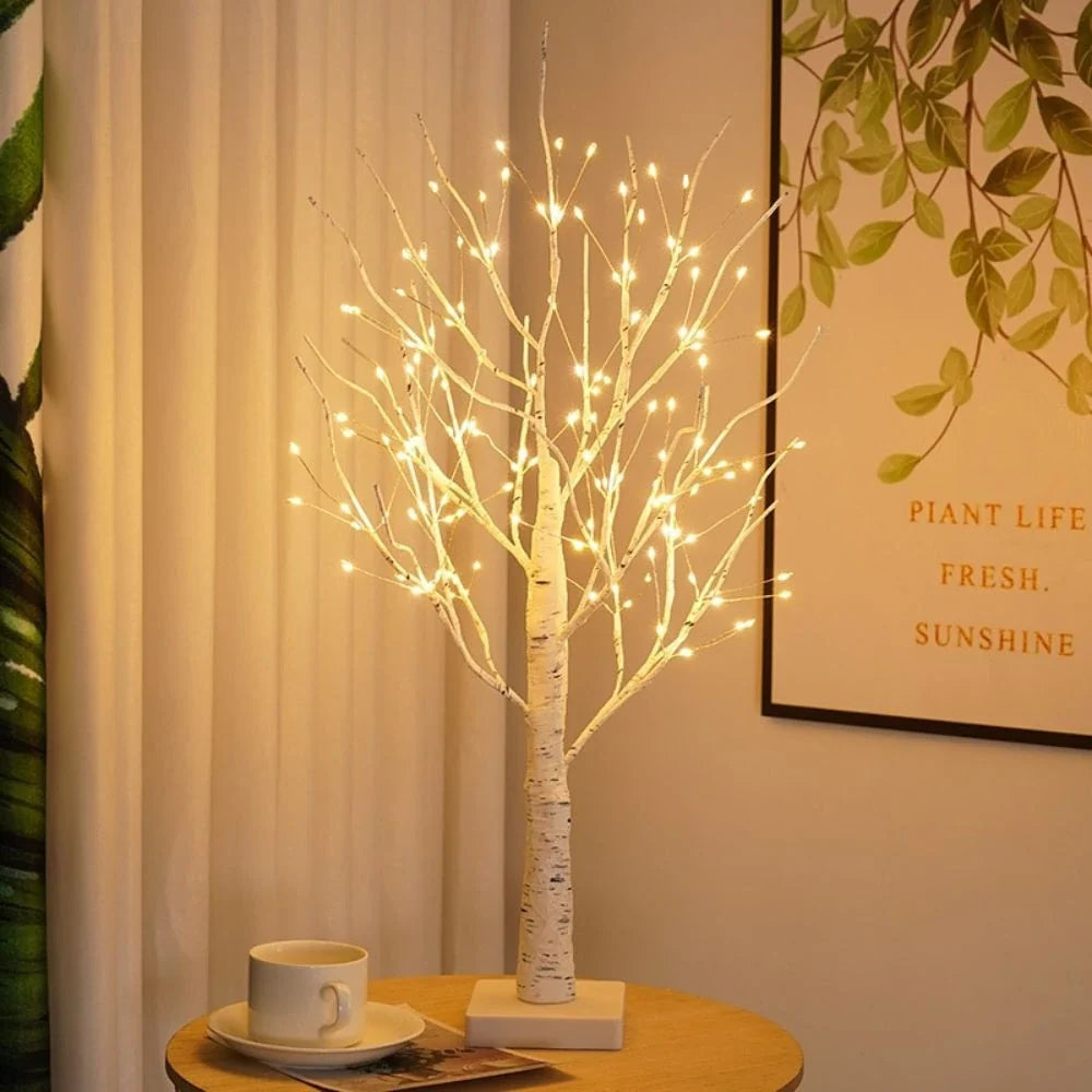 Birch Branch Light 55 cm | PVC & Copper Wire, Warm White 144 LED | Cordless, Bendable, Battery-Powered, Table Decor 7