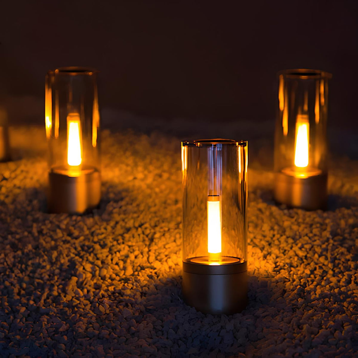 Cylindrical Glass Table Lamp | Twist-Dimmable Warm White Light | Aluminium and Glass Base for Bedside or Desk Use 4