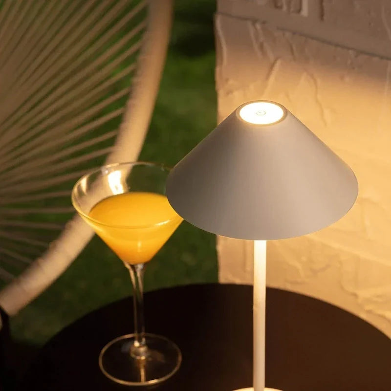 Cordless Cone Table Lamp Metal & Acrylic 26.5-36.5 cm | 5 Colours | Dimmable, Waterproof, USB-C Rechargeable, Indoor & Outdoor Use 9