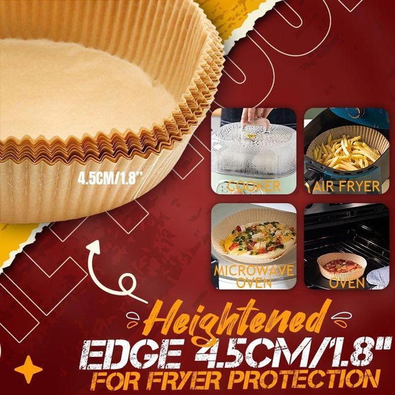 Air Fryer Disposable Paper Liners 50 Pack | Oil-Proof Non-Stick Parchment Round | Easy Cleanup for Baking Roasting Frying 8