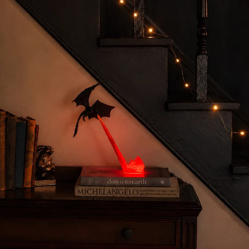 Dragon Night Light | Flying Dragon Silhouette with Fire-Breathing Illusion | Cordless, 3D-Printed PLA, Large or Small 10