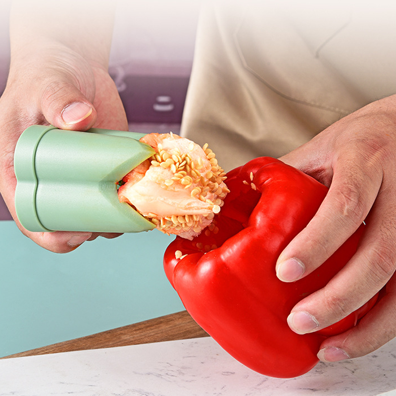 2-in-1 Pepper Corer ABS Plastic | Finger-Friendly Core Remover | Removes Seeds From Peppers, Tomatoes & Cucumbers 6