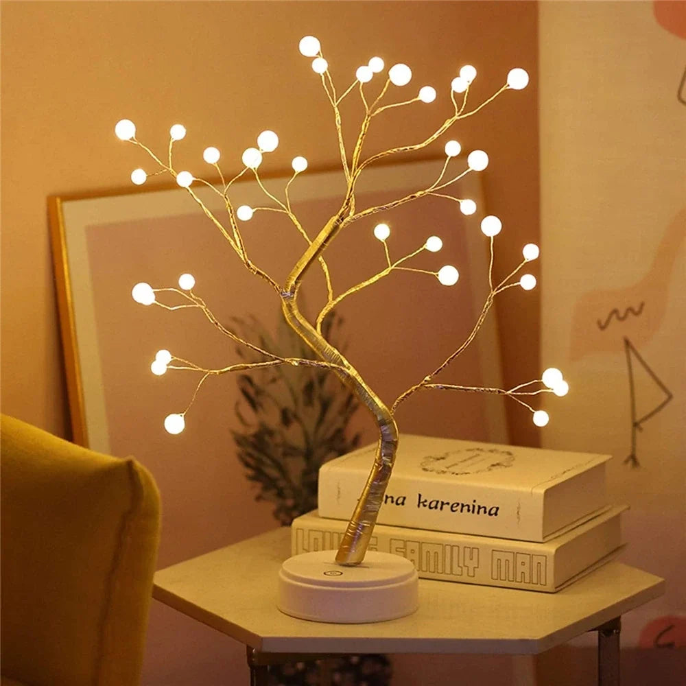 LED Branch Light Tree, Copper Wire, 50 cm | Drop or Pearl Shades, Warm White Glow | Adjustable Branches, USB or Battery Powered 5