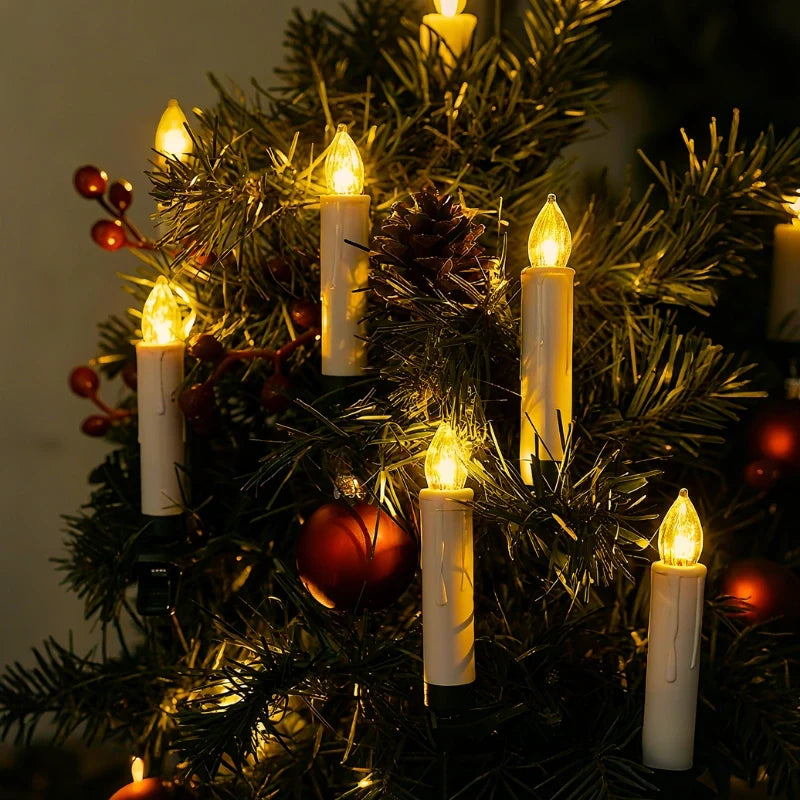 Cordless Clip-On Christmas Candles | Remote-Controlled Flicker, 6-Hour Timer | Flame-Free LED for Trees & Wreaths 6