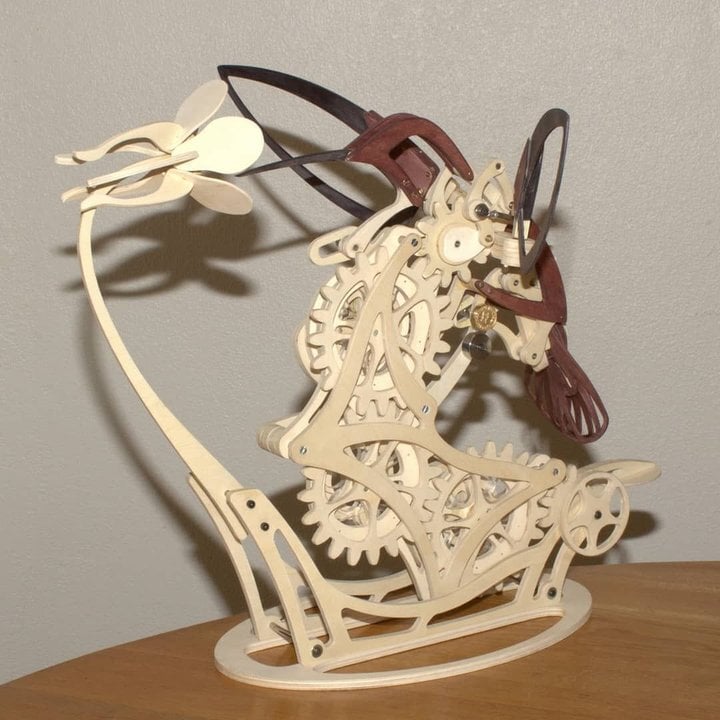 Wooden Mechanical Hummingbird Sculpture | Cam-Driven Kinetic Wings & Tail Motion | Handcrafted Wood Art Display Piece 7