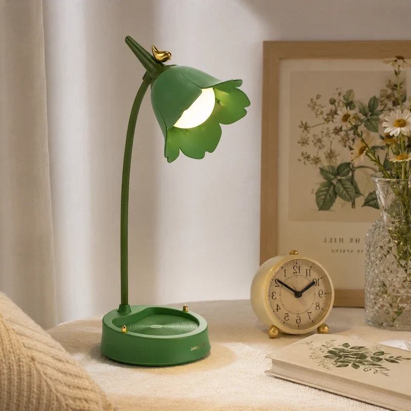 Petal Shade Desk Lamp | Rechargeable, 3-Tone Dimmable, 12-Hour Battery | ABS, Curved Stem, 39 x 15 x 12.5 cm, 4 Colours 4