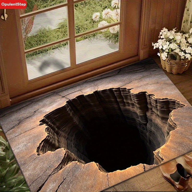 3D Optical Illusion Door Mat with Diatomaceous Earth Surface | Instant Water Absorption | Non-Slip Backing for Wet Floors 8